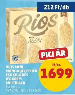 PENNY RIOS MINI MANDULÁS FEHÉR CSOKOLÁDÉS JÉGKRÉM MULTIPACK ajánlat