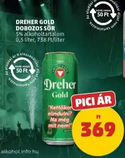 PENNY Dreher Gold Dobozos Sör ajánlat