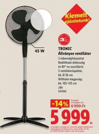 TRONIC Állványos ventilátor