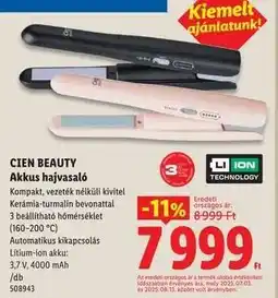 Lidl CIEN BEAUTY Akkus hajvasaló ajánlat
