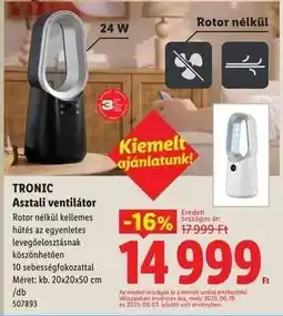 Lidl TRONIC Asztali ventilátor ajánlat