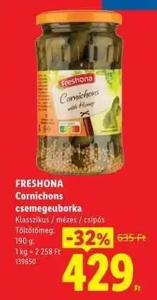 Lidl FRESHONA Cornichons csemegeuborka ajánlat