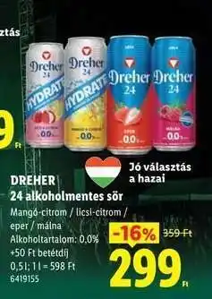 Lidl Dreher 24 alkoholmentes sör ajánlat