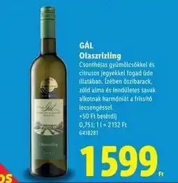 Lidl GÁL Olaszrizling ajánlat