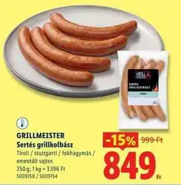 Lidl GRILLMEISTER Sertés grillkolbász ajánlat
