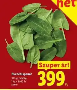 Lidl Bio bébispinót ajánlat
