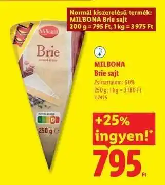 Lidl Milbona Brie sajt ajánlat