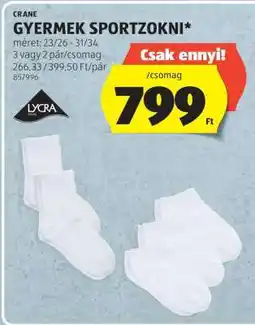 ALDI GYERMEK SPORTZOKNI ajánlat