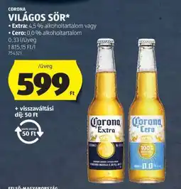ALDI CORONA Világos sör ajánlat