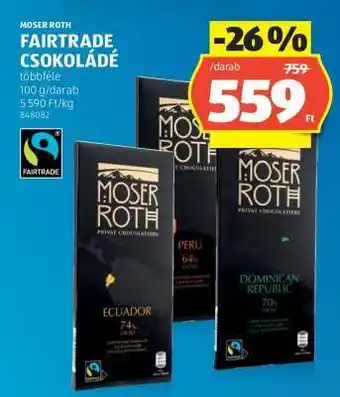 ALDI MOSER ROTH FAIRTRADE CSOKOLÁDÉ ajánlat