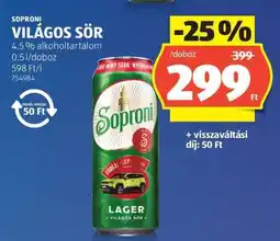 ALDI SOPRONI Világos sör ajánlat