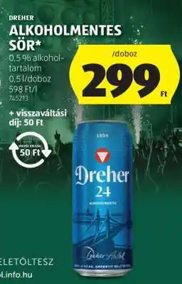 ALDI Dreher Alkoholmentes Sör ajánlat