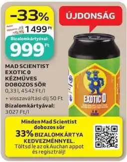 Auchan MAD SCIENTIST EXOTIC 0 KÉZMŰVES DOBOZOS SÖR ajánlat