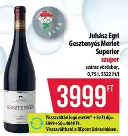 Coop Juhász Egri Gesztenyés Merlot Superior ajánlat