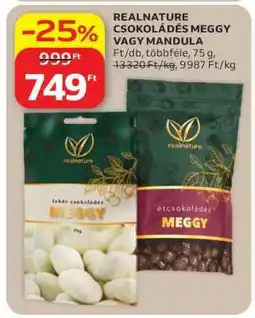 Auchan REALNATURE CSOKOLÁDÉS MEGGY VAGY MANDULA ajánlat
