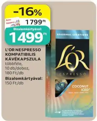 Auchan L'OR Nespresso kompatibilis kávékapszula ajánlat