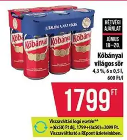Coop KŐBÁNYAI Világos sör ajánlat