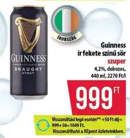 Coop Guinness ír fekete színű sör ajánlat
