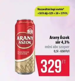 Coop Arany Ászok sör 4,3% ajánlat