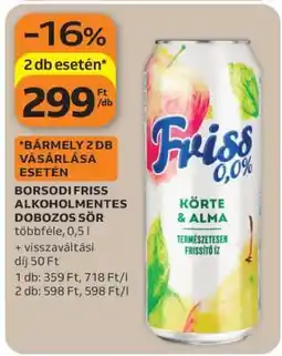 Auchan Borsodi Friss Alkoholmentes Dobozos Sör ajánlat
