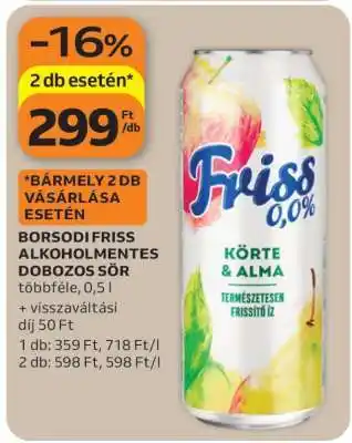 Auchan Borsodi Friss Alkoholmentes Dobozos Sör ajánlat