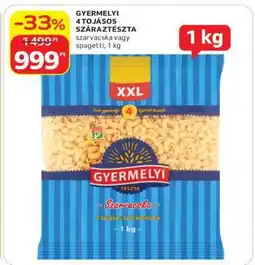 Auchan Gyermelyi 4 tojásos száraztészta ajánlat