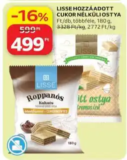 Auchan LISSE HOZZÁADOTT CUKOR NÉLKÜLI OSTYA ajánlat
