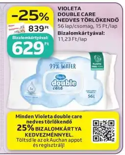 Auchan Violeta Double Care Nedves Törlőkendő ajánlat