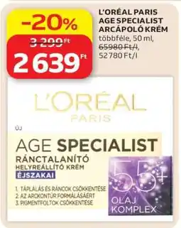 Auchan L'ORÉAL PARIS AGE SPECIALIST ARCAPOLÓ KRÉM ajánlat