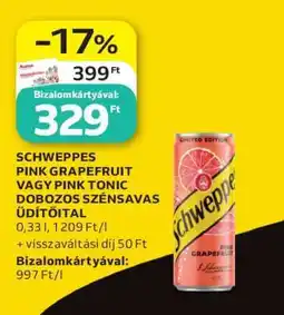 Auchan SCHWEPPES PINK GRAPEFRUIT VAGY PINK TONIC DOBOZOS SZÉNSAVAS ÜDÍTŐITAL ajánlat