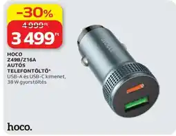 Auchan HOCO Z49B/Z16A AUTÓS TELEFONTÖLTŐ ajánlat