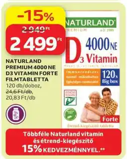 Auchan NATURLAND PREMIUM 4000 NE D3 VITAMIN FORTE FILMTABLETTA ajánlat