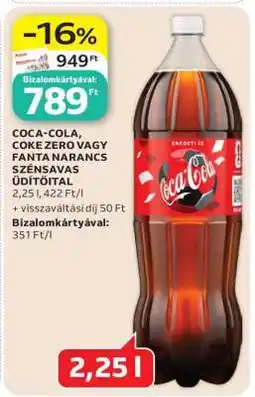 Auchan Coca-Cola, Coke Zero vagy Fanta Narancs Szénsavas Üdítőital ajánlat