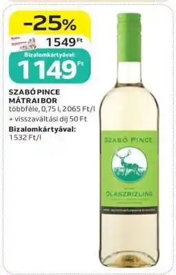 Auchan Szabó Pince Mátrai Bor ajánlat