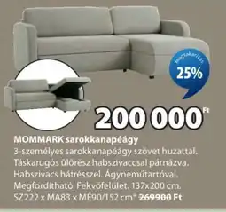 JYSK MOMMARK sarokkanapéágy ajánlat