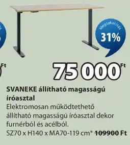 JYSK SVANEKE állítható magasságú íróasztal ajánlat