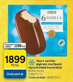 Tesco Tesco vaníliás jégkrém multipack tejcsokoládé bevonattal ajánlat