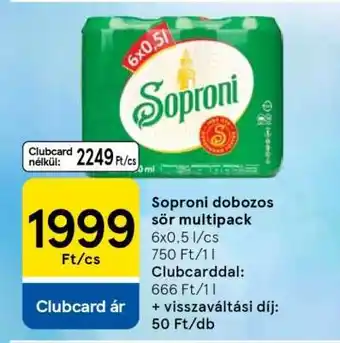 Tesco Soproni Dobozos Sör Multipack ajánlat