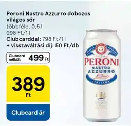 Tesco Peroni Nastro Azzurro dobozos világos sör ajánlat