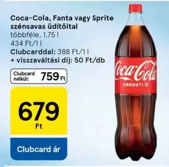 Tesco Coca-Cola, Fanta vagy Sprite szénsavas üdítőital ajánlat