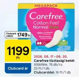 Tesco CAREFREE Tisztasági betét ajánlat