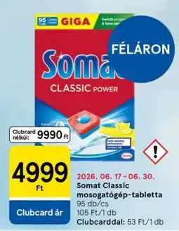Tesco Somat Classic mosogatógép-tabletta ajánlat