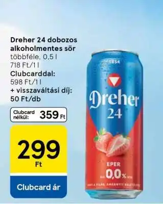 Tesco Dreher 24 dobozos alkoholmentes sör ajánlat