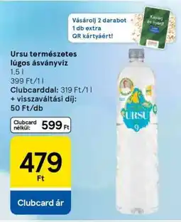 Tesco Ursu természetes lúgos ásványvíz ajánlat