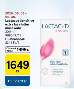 Tesco Lactacyd Sensitive extra lágy intim mosakodó ajánlat