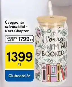 Tesco Üvegpohár szívószállal - Next Chapter ajánlat