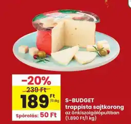 Interspar S-BUDGET trappista sajtkorong ajánlat