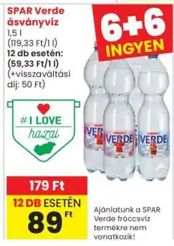 Spar SPAR Verde ásványvíz ajánlat