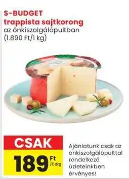 Spar S-BUDGET trappista sajtkorong ajánlat