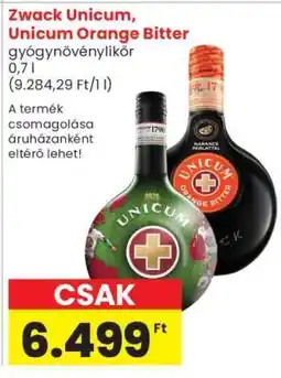 Spar Zwack Unicum, Unicum Orange Bitter ajánlat